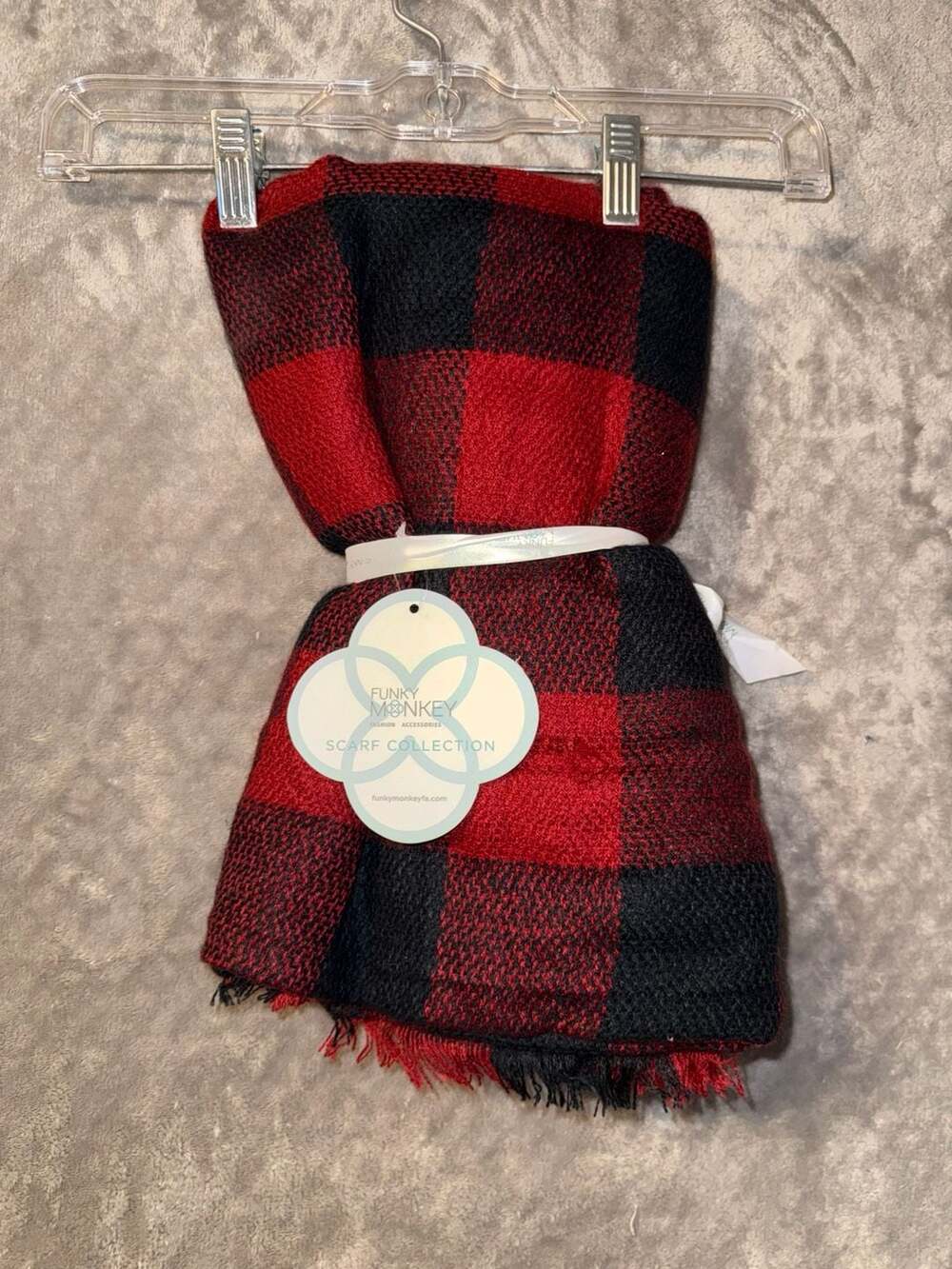 Funky Monkey Fashion Accessories Red and Black Buffalo Check Scarf